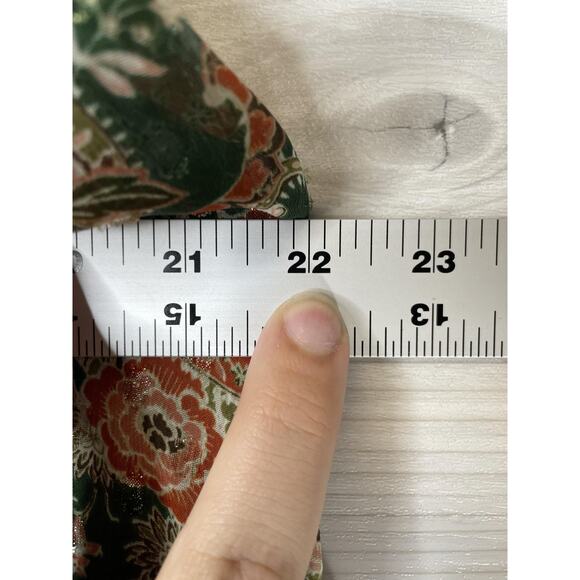 Rose + Olive Blouse Womens Large Green Paisley V-Neck Long Sleeve Lined‎ Boho - Picture 5 of 9